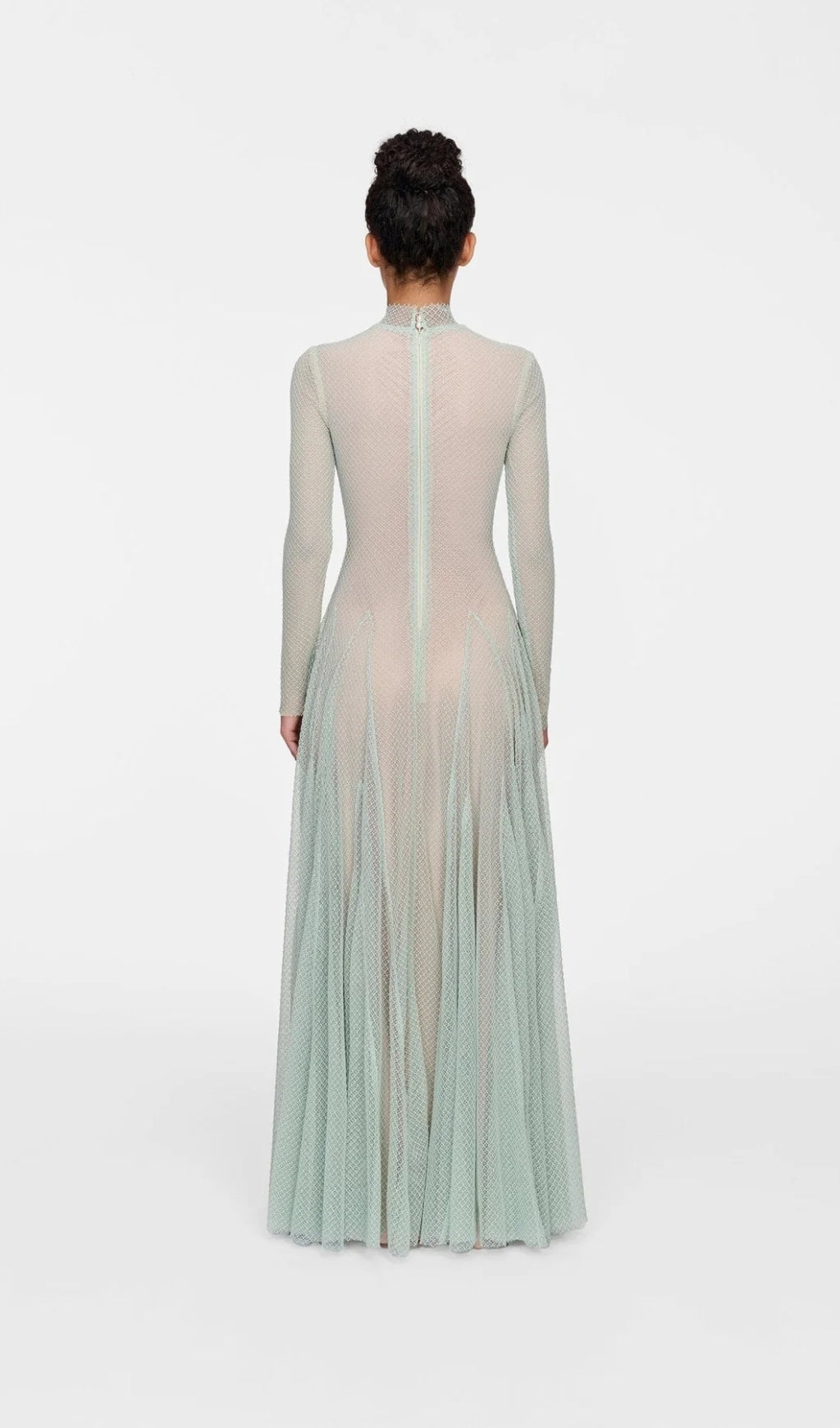 AIIZIE ANILA MINT MESH LONG SLEEVE SLIM MAXI DRESS - product image