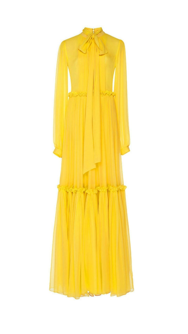 AIIZIE YELLOW LONG-SLEEVED MAXI DRESS - product image