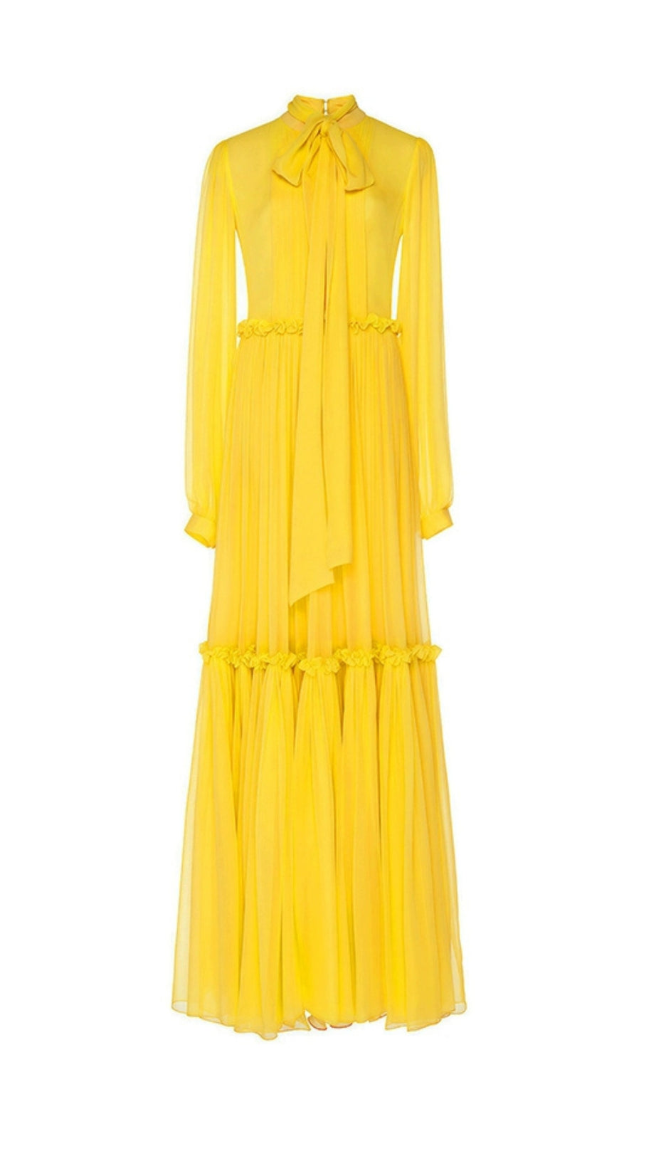 YELLOW LONG-SLEEVED  MAXI DRESS