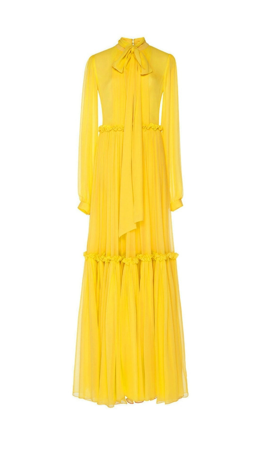 YELLOW LONG-SLEEVED  MAXI DRESS