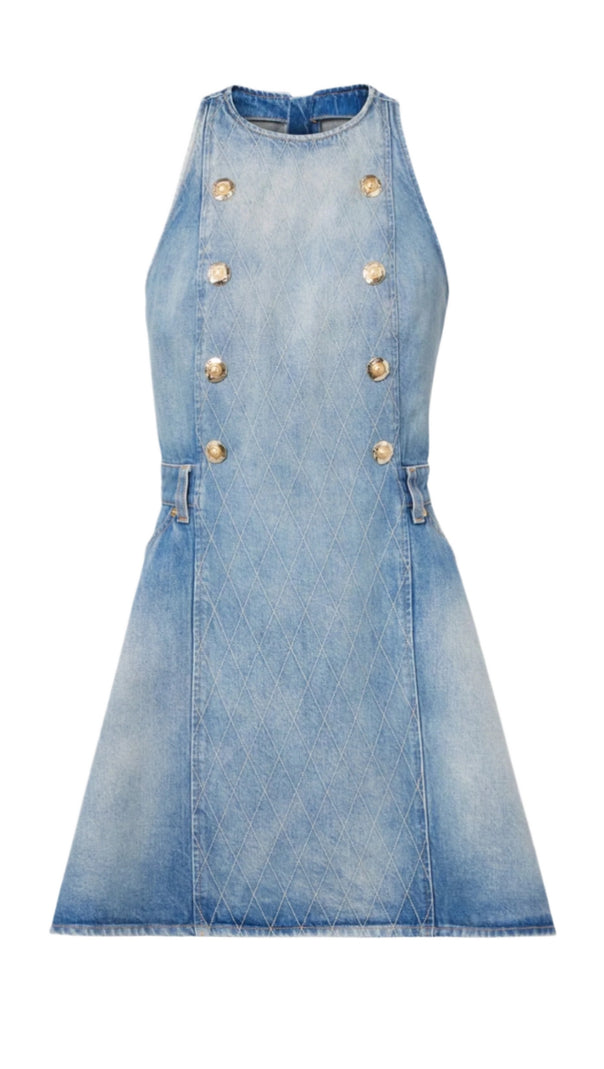 AIIZIE DENIM SLEEVELESS FLARED MINI DRESS - product image