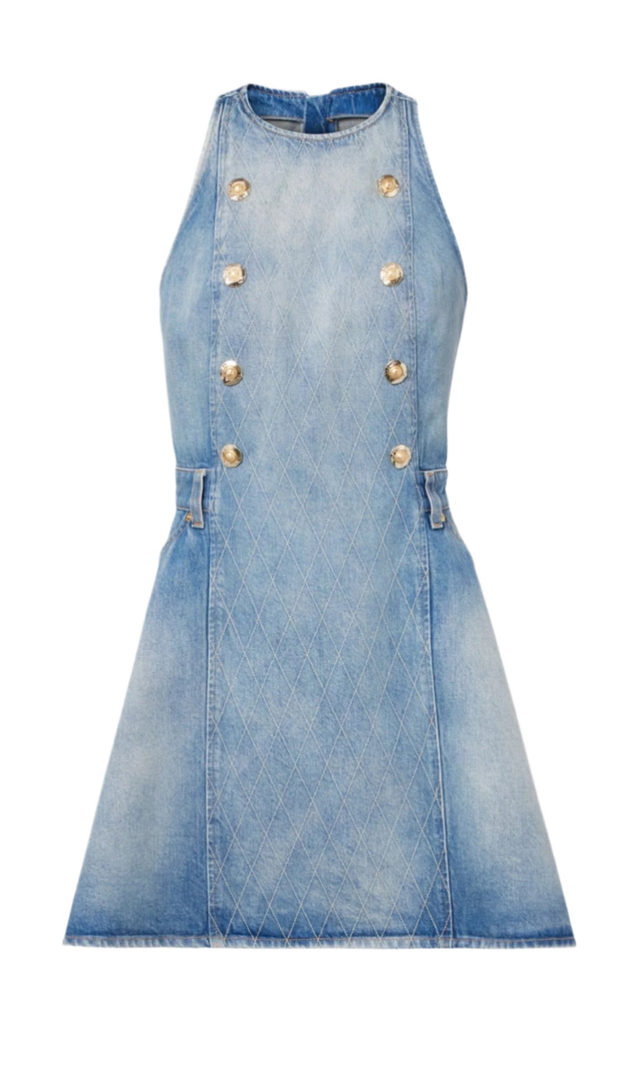 Ärmelloses ausgestelltes Minikleid aus Denim
