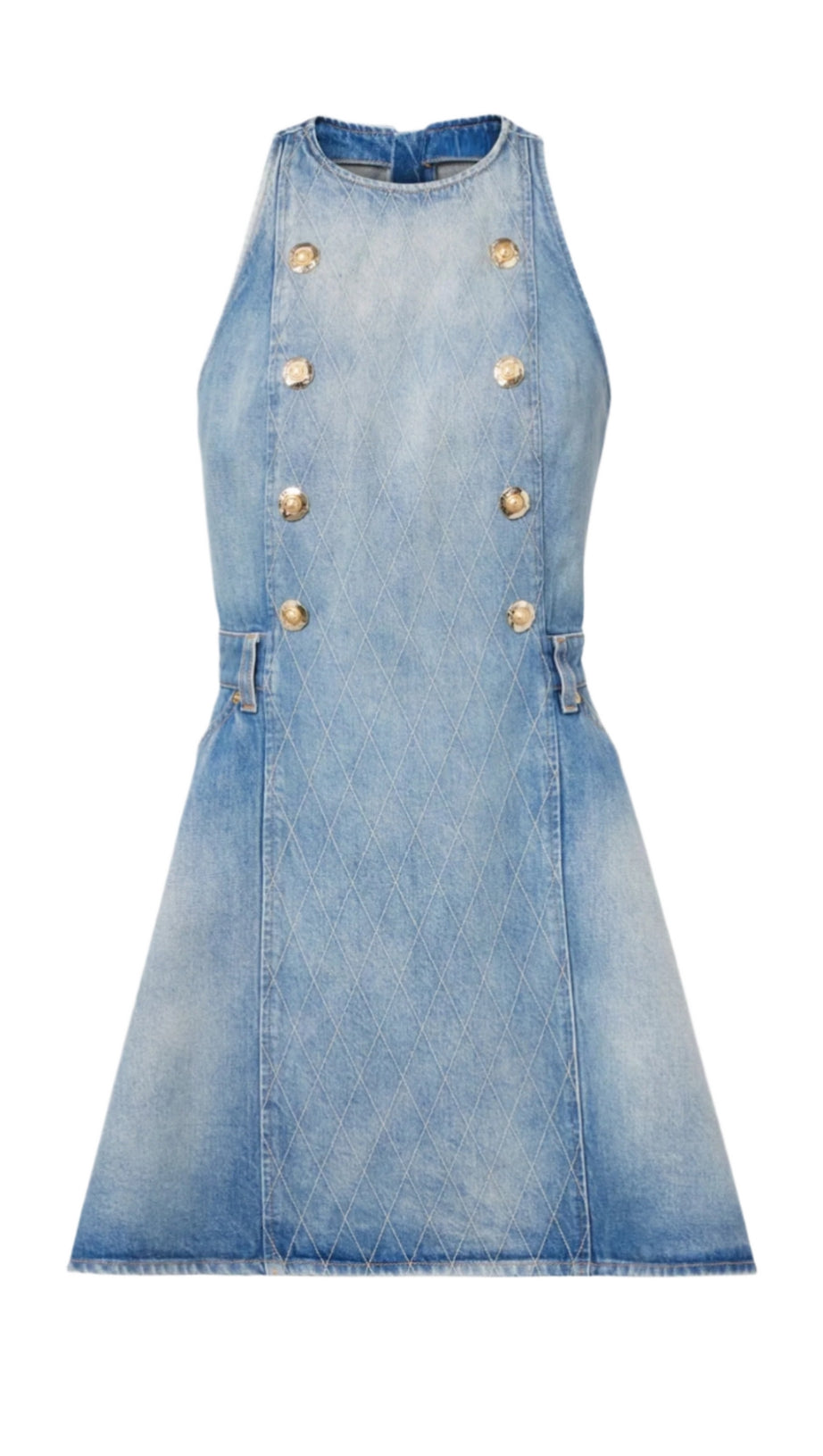Ärmelloses ausgestelltes Minikleid aus Denim