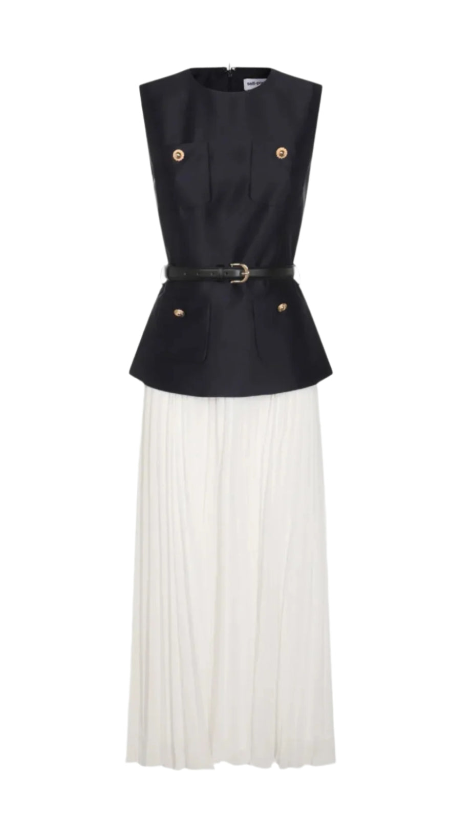 SLEEVELESS BELTED CHIFFON MIDI DRESS