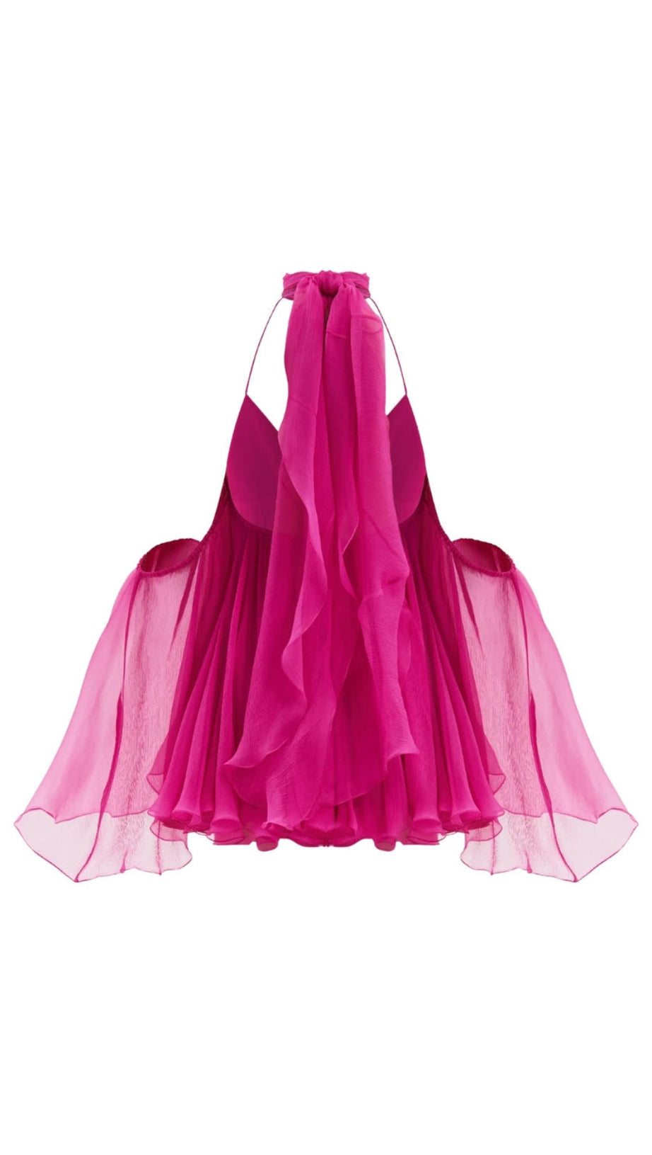 ERICA HALTER NECK LACE-UP BACKLESS MINI DRESS - FUCHSIA