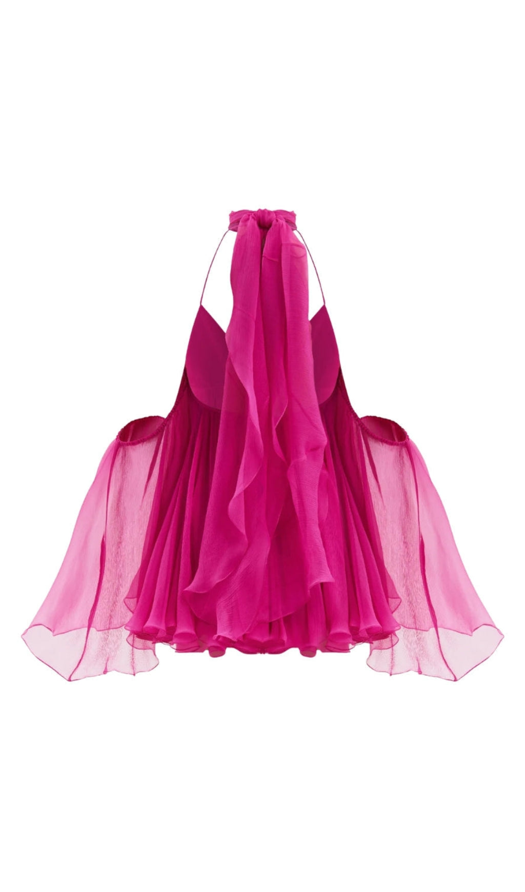 AIIZIE ERICA HALTER NECK LACE-UP BACKLESS MINI DRESS - FUCHSIA - product image