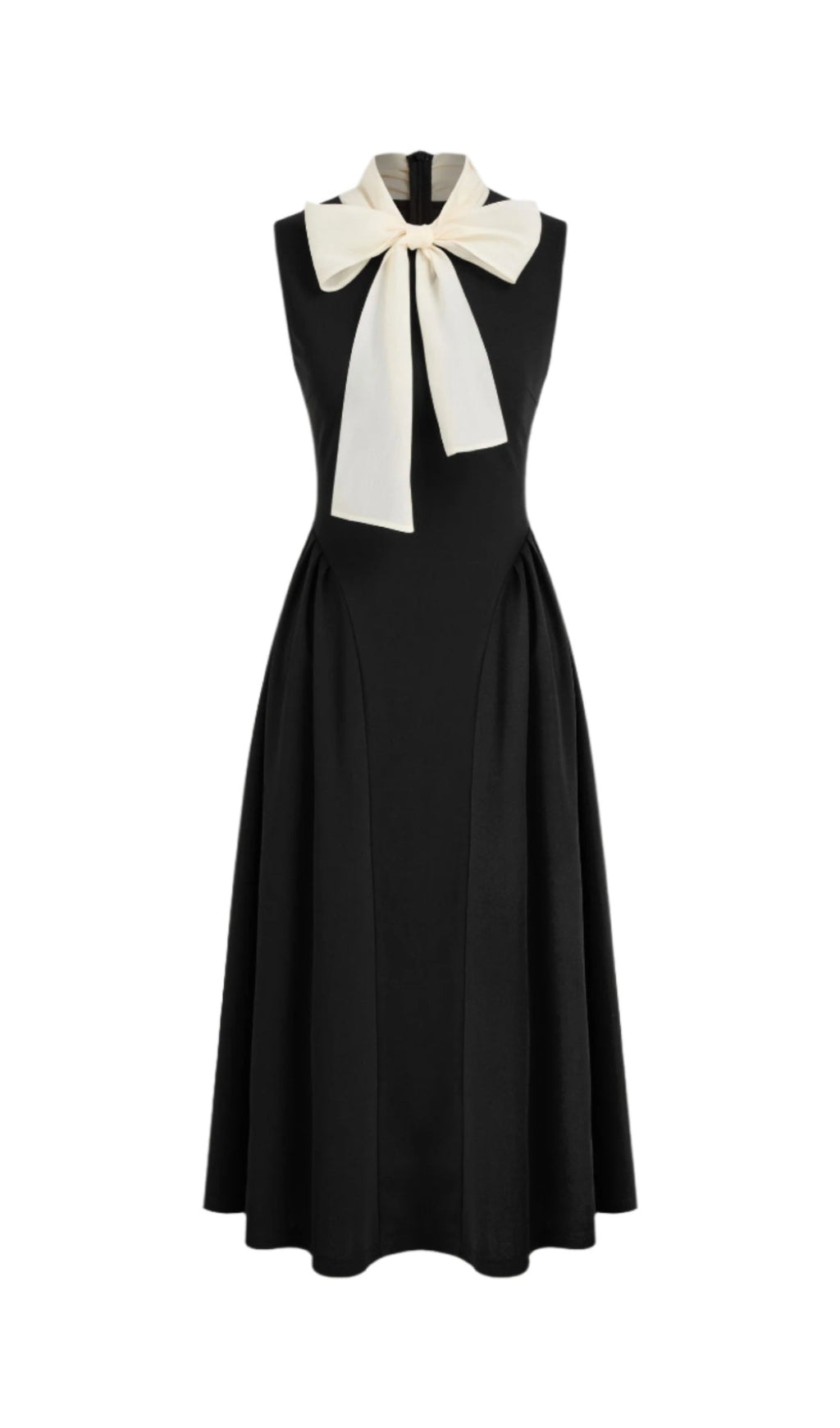 TWO TONE BOW TIE RUFFLE MIDI DRESS
