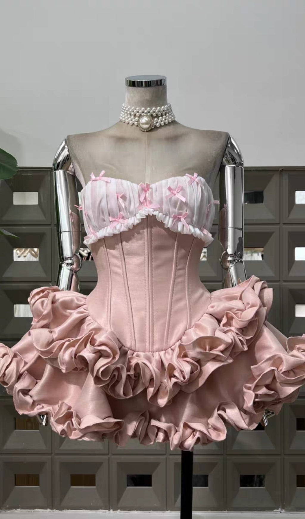 AIIZIE STRAPLESS RUFFLE CORSET MINI DRESS - product image
