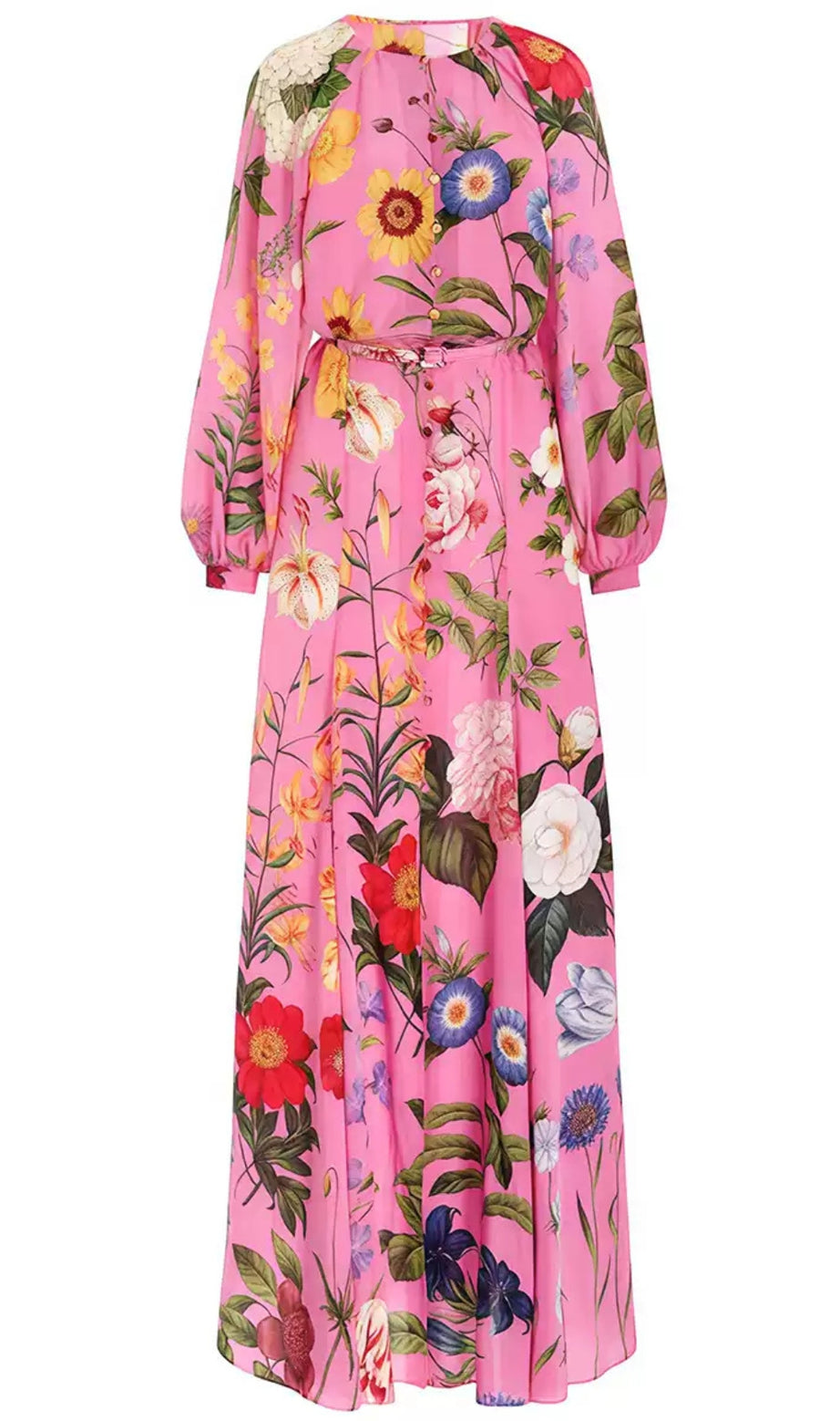 Charming Pink Floral Maxi Dress