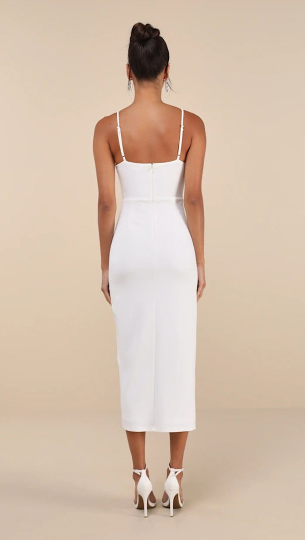 AIIZIE WHITE BUSTIER TULIP MIDI DRESS - product image
