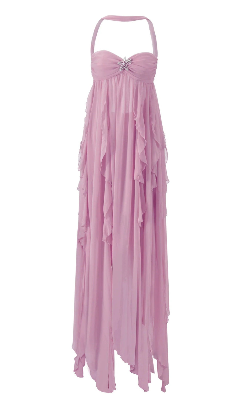 UNREGELMÄSSIGES MAXIKLEID AUS SPITZE IN Lila