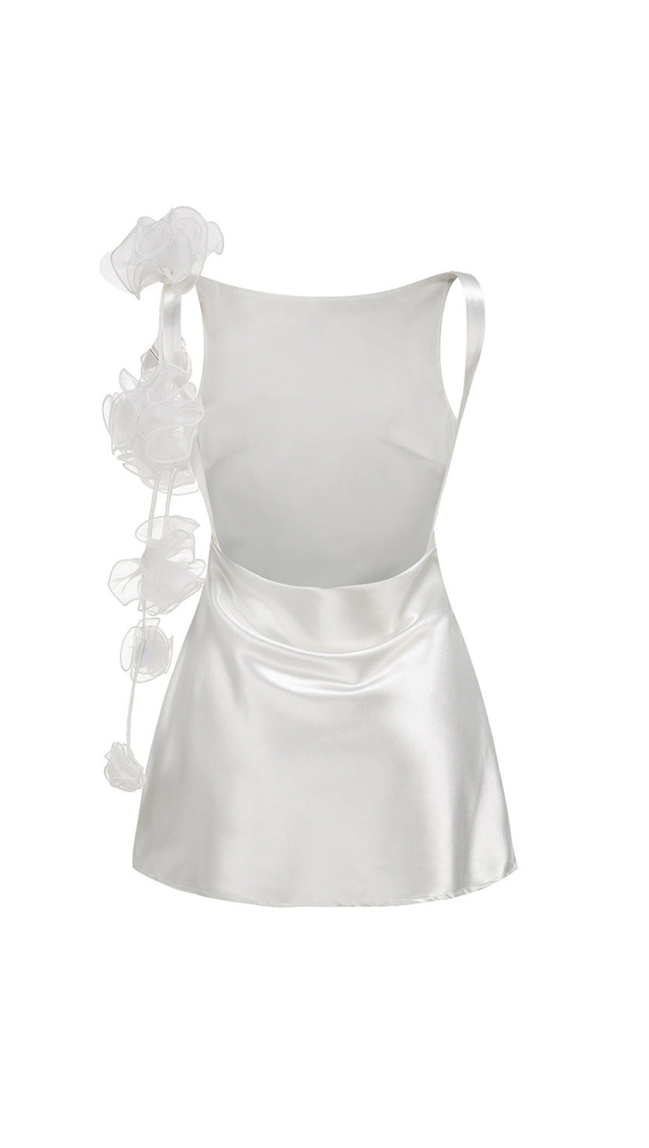 CHERYL 3D FLOWERS SLEEVELESS MINI DRESS IN WHITE