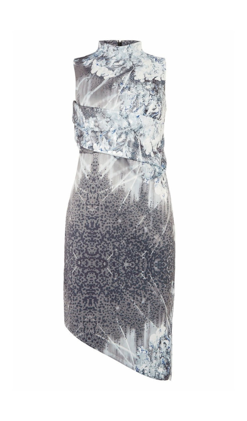 Minikleid aus Satin mit asymmetrischem, schrägem Saum