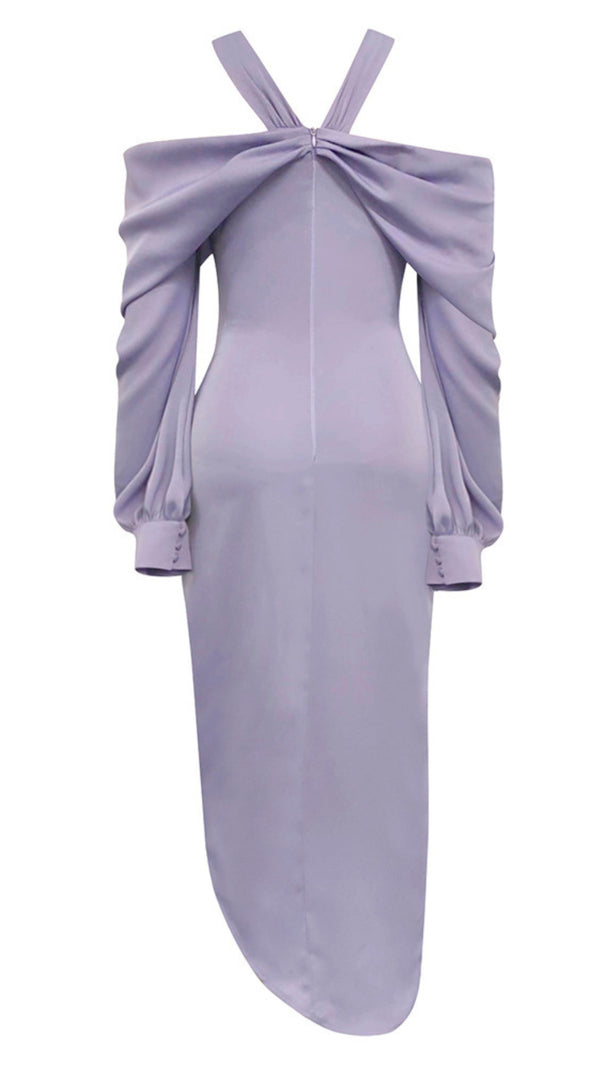 AIIZIE COLD - SHOULDER DRAPED ASYMMETRIC MIDI DRESS IN LILAC - product image