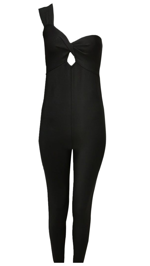 AIIZIE BLACK ONE - SHOULDER BODYCON JUMPSUIT - product image