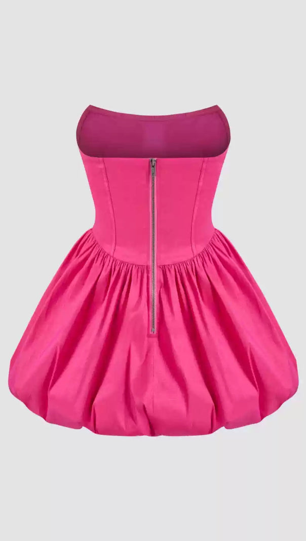 AIIZIE BUBBLE STRAPLESS MINI DRESS IN FUCHSIA - product image