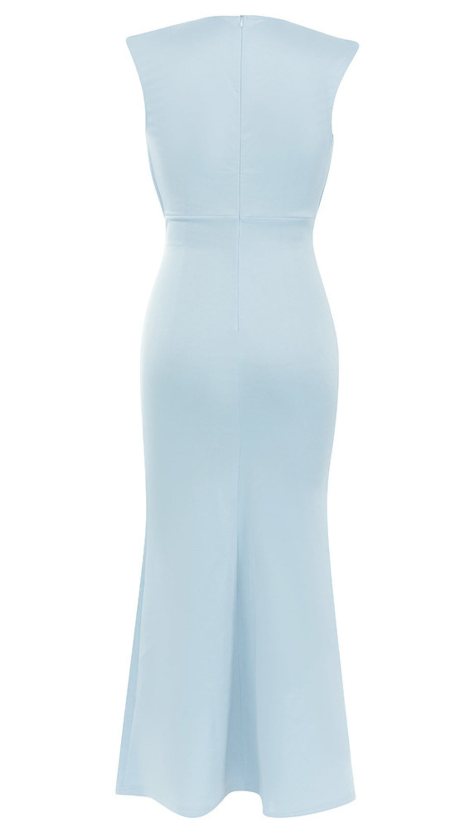 Wickelkleid – Midikleid mit geraffter Vorderseite und Schlitz in Hellblau 