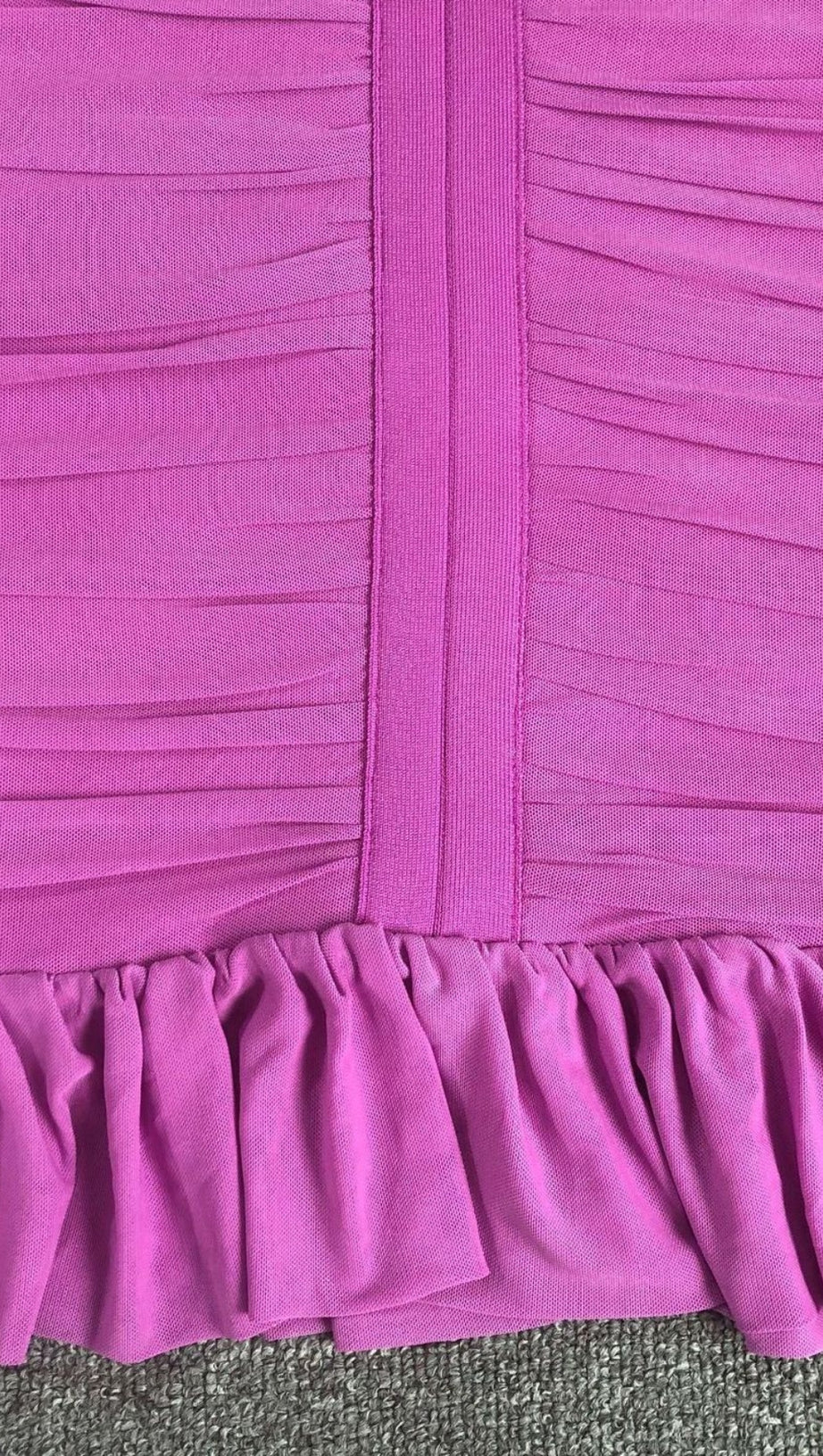 MESH PLEATED BANDAGE MINI DRESS IN PURPLE