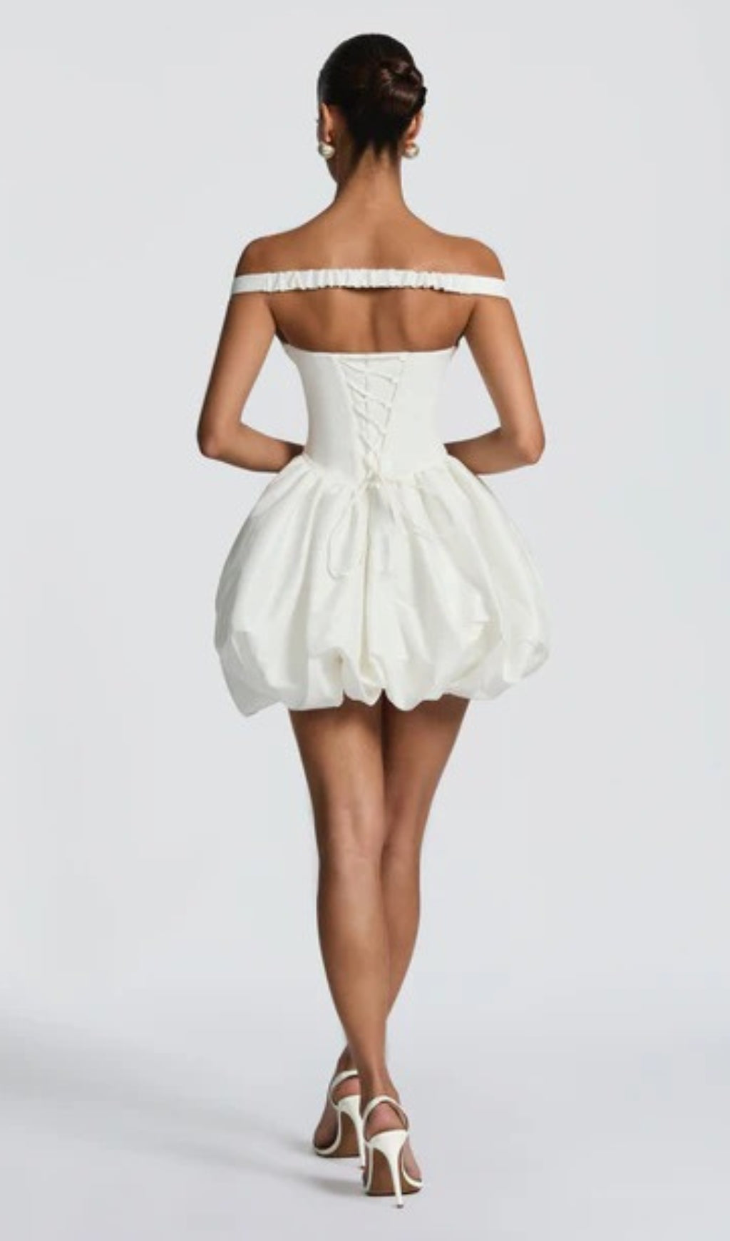 AIIZIE DAISY V-NECK STRAPLESS PUFFY MINI DRESS - IVORY - product image