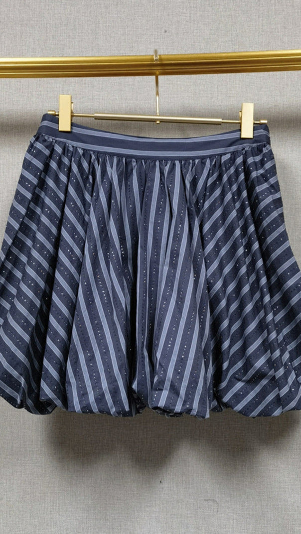 AIIZIE STRIPED RHINESTONE BUBBLE HEM SKIRT IN GREY - product image