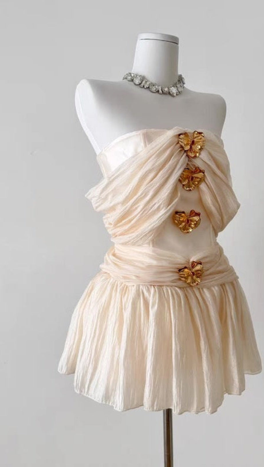 MINI ABITO IN CHIFFON CON VITA A CORSETTO FIT AND FLARE SFUMATO SMERALDO