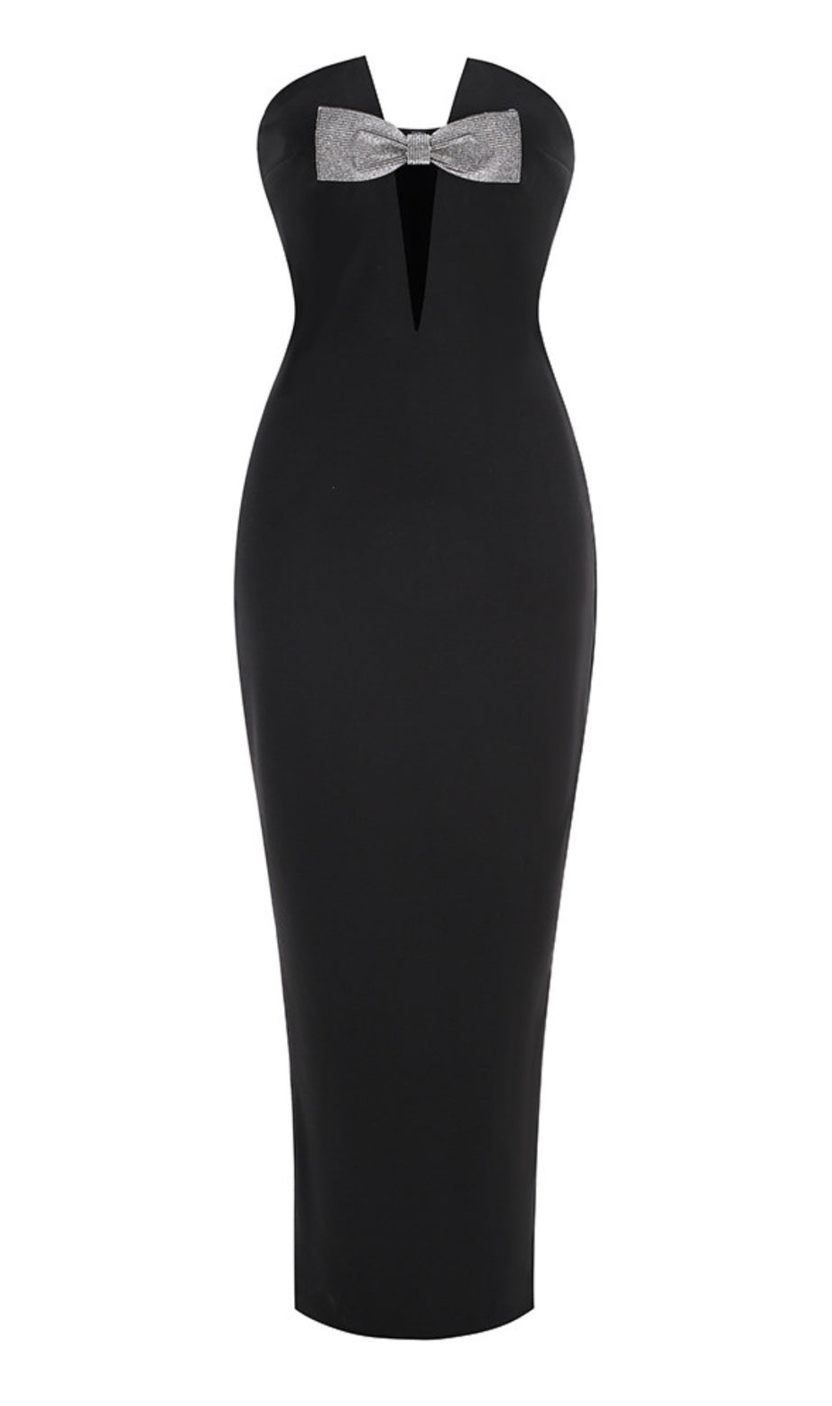 Black Strapless Bow - Accent Maxi Dress