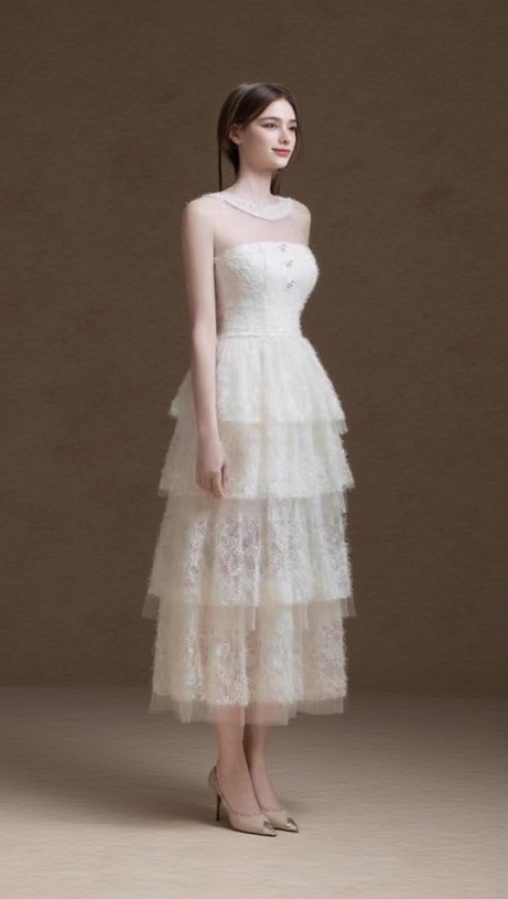 Weißes ärmelloses Cake-Midikleid 