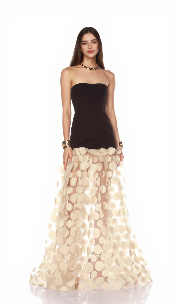 AIIZIE STRAPLESS A LINE MAXI DRESS APRICOT - product image