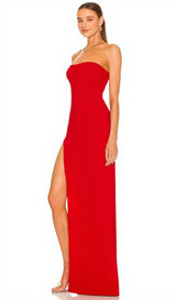 Tube Slit strapless Gown in red