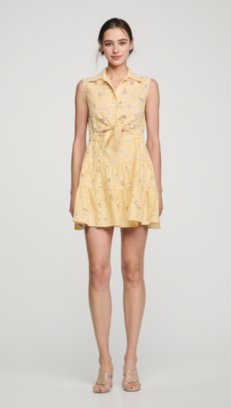 Ärmelloses Minikleid mit hohlem Blumentemperament