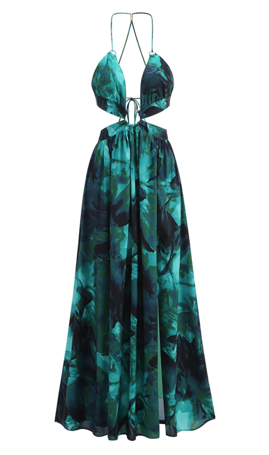 Sling open - chest dress with green  Midi Dress