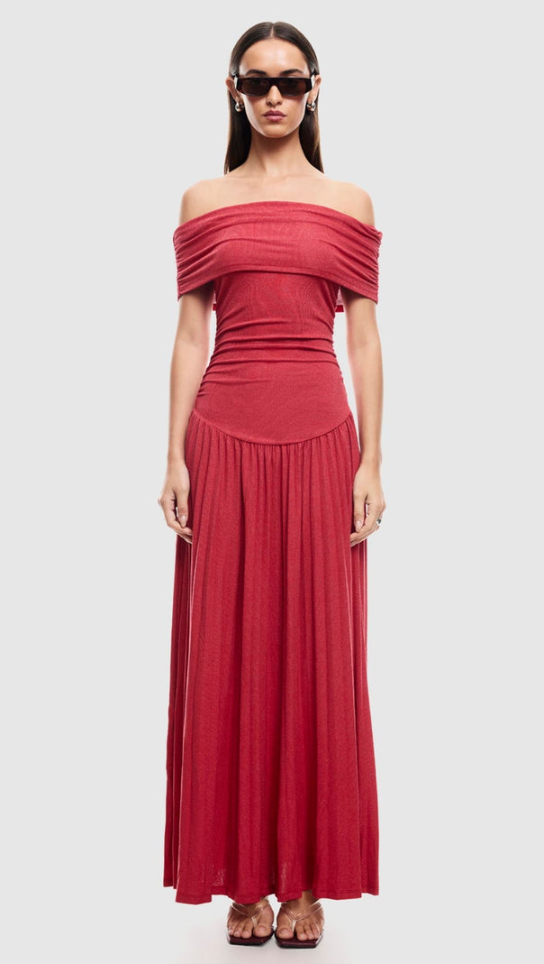 AIIZIE SABINA BODYCON STRAPLESS MAXI DRESS IN CRIMSON - product image