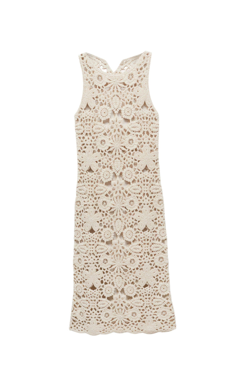 georgia cotton crochet midi dress in apricot