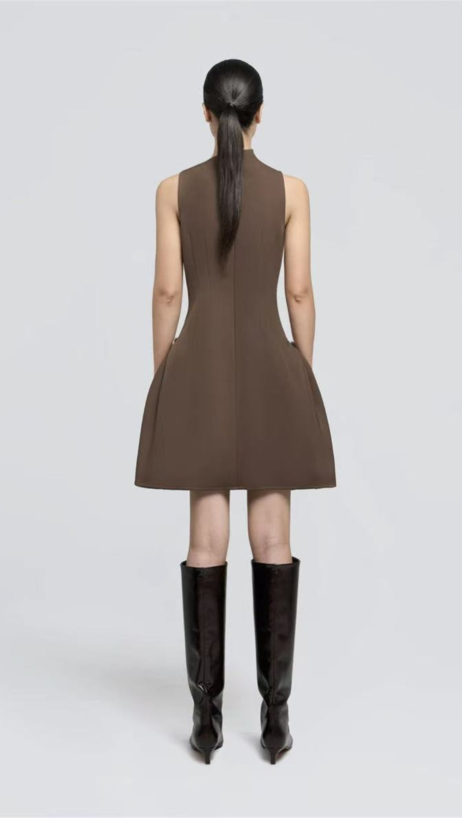 MINI ABITO MARRONE SENZA MANICHE 