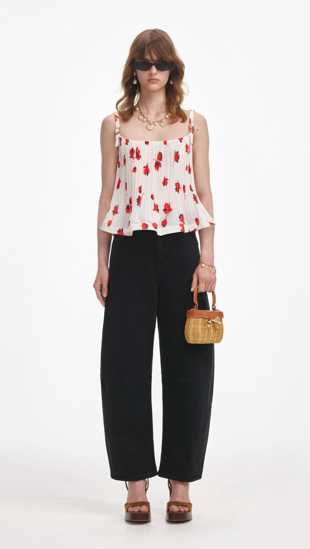 AIIZIE WHITE FLORAL PLISSE TOP - product image