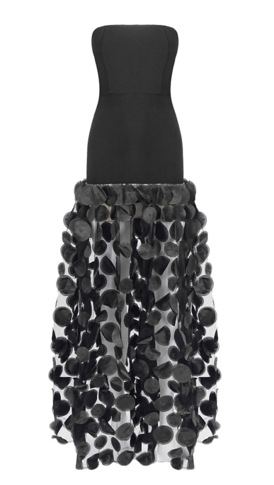 STRAPLESS A LINE MAXI DRESS BLACK