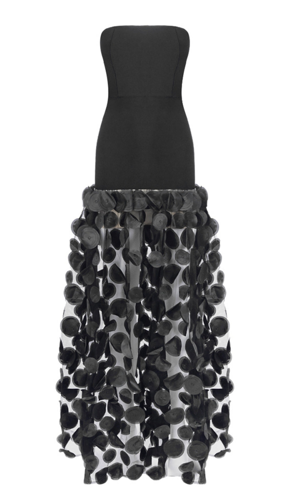 STRAPLESS A LINE MAXI DRESS BLACK