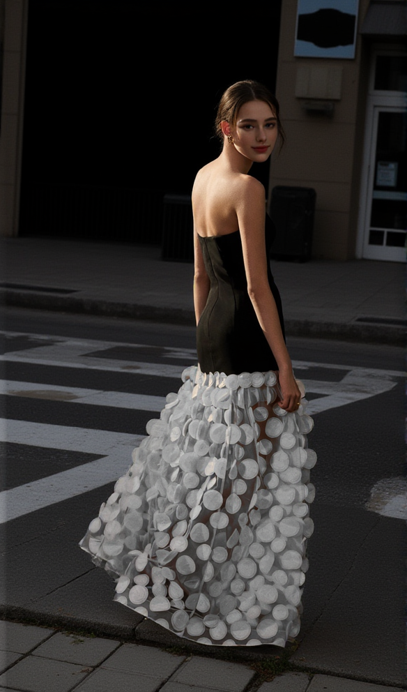 Trägerloses A-Linien-Maxikleid Weiß 