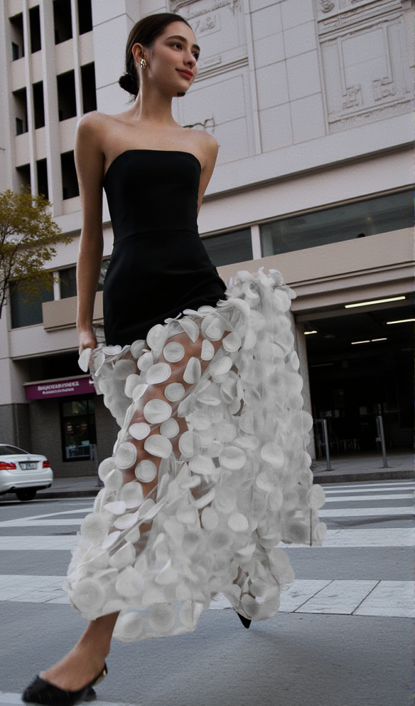 Trägerloses A-Linien-Maxikleid Weiß 