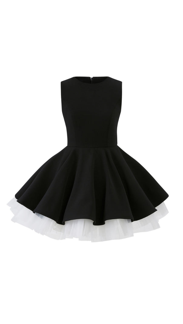 AIIZIE CAROL MESH STITCHING SLEEVELESS TUTU DRESS IN BLACK - product image