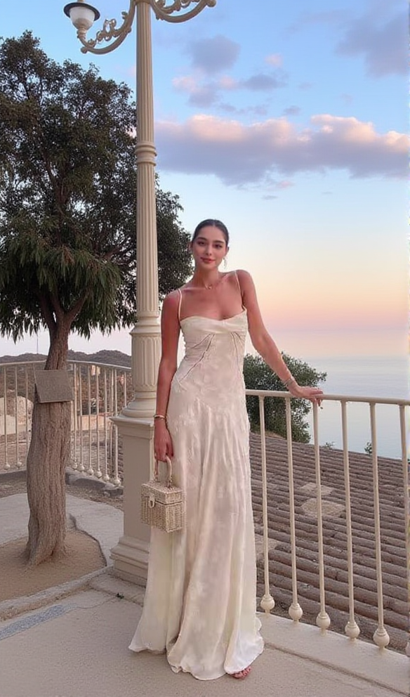 AIIZIE SLING 3D FLORAL MAXI DRESS IN WHITE - product image