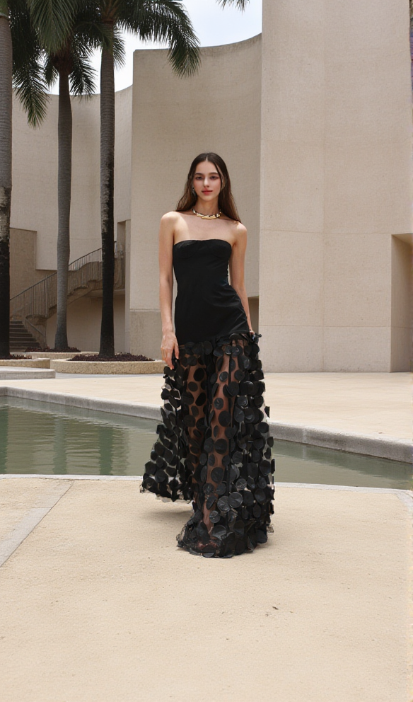 AIIZIE STRAPLESS A LINE MAXI DRESS BLACK - product image