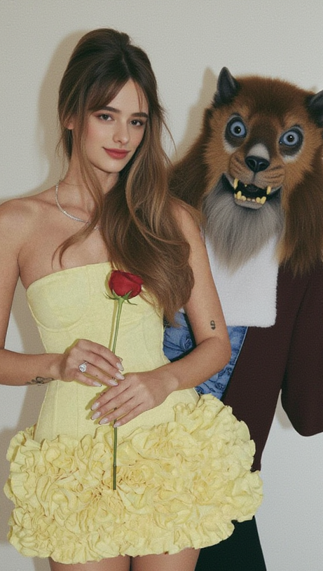 Amy – Minirock-Korsett-Set mit Blumenverzierung in Gelb