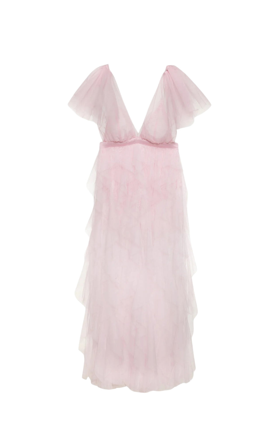 Rüschentüll über einem Minikleid aus geblümter Spitze in Rosa 