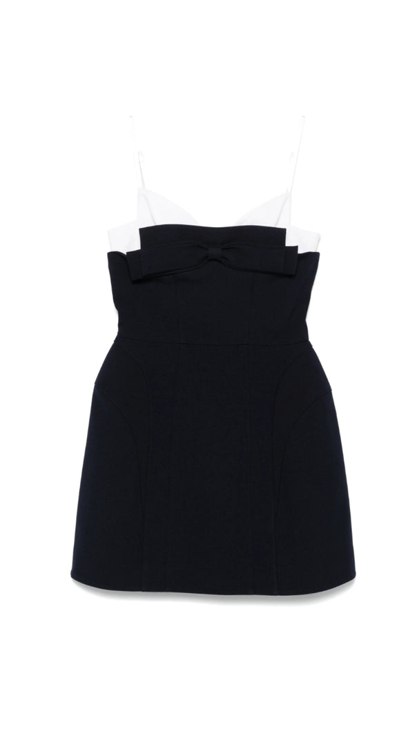 AIIZIE DOUBLE BOW SLING MINI DRESS IN NAVY BLUE - product image