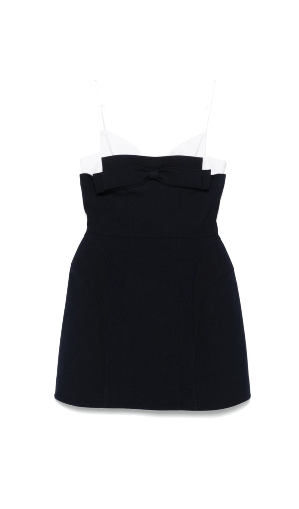 Double Bow Sling mini Dress in Navy Blue