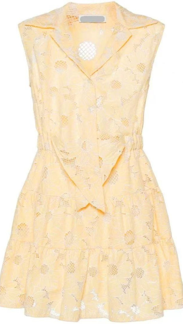 AIIZIE HOLLOW FLOWER TEMPERAMENT SLEEVELESS MINI DRESS· - product image