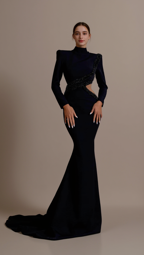 ANGELA CUT OUT DIAMOND BANDAGE BODYCON MAXI DRESS IN BLACK – AIIZIE