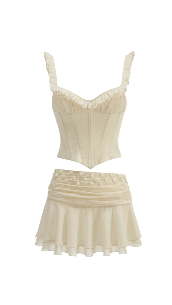 AIIZIE AMELIA CORSET LACE UP RUFFLE SKIRT SET - product image
