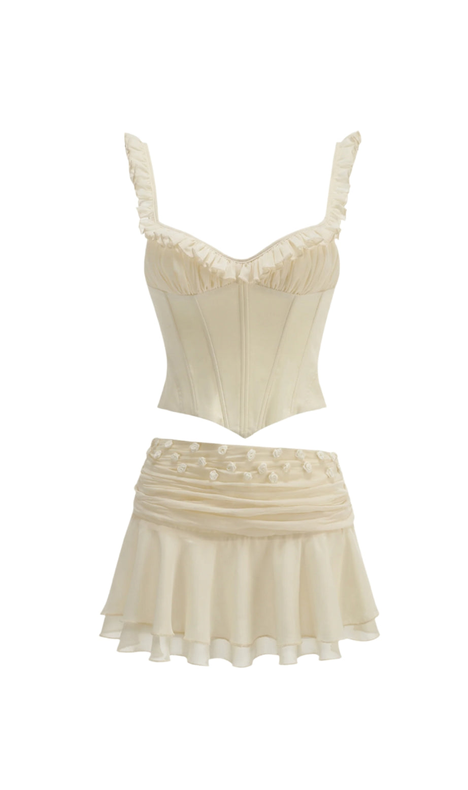 amelia Corset Lace Up Ruffle Skirt Set